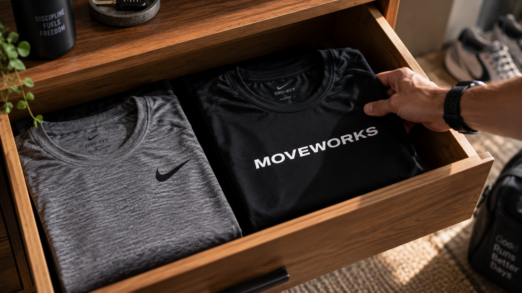 Moveworks-hardloopshirt in een kledinglade